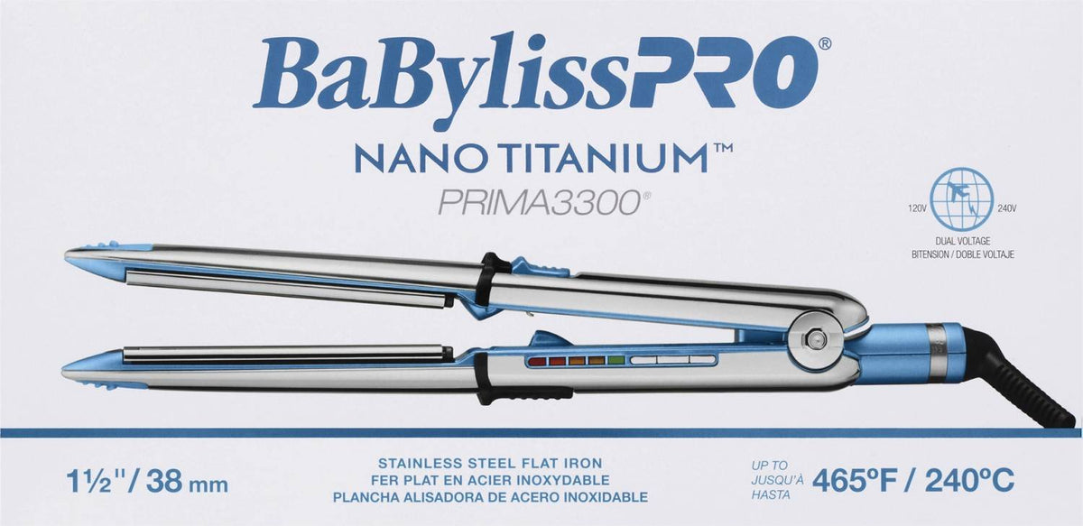 BABYLISSPRO NANO TITANIUM 1.5 INCH PRIMA STAINLESS STEEL FLAT IRON My Beauty Site Pro