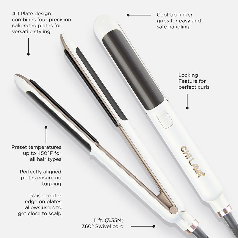 CHI LAVA 4D STYLING IRON 1" - WHITE (#GF8822) N.O.S. Barber Supply