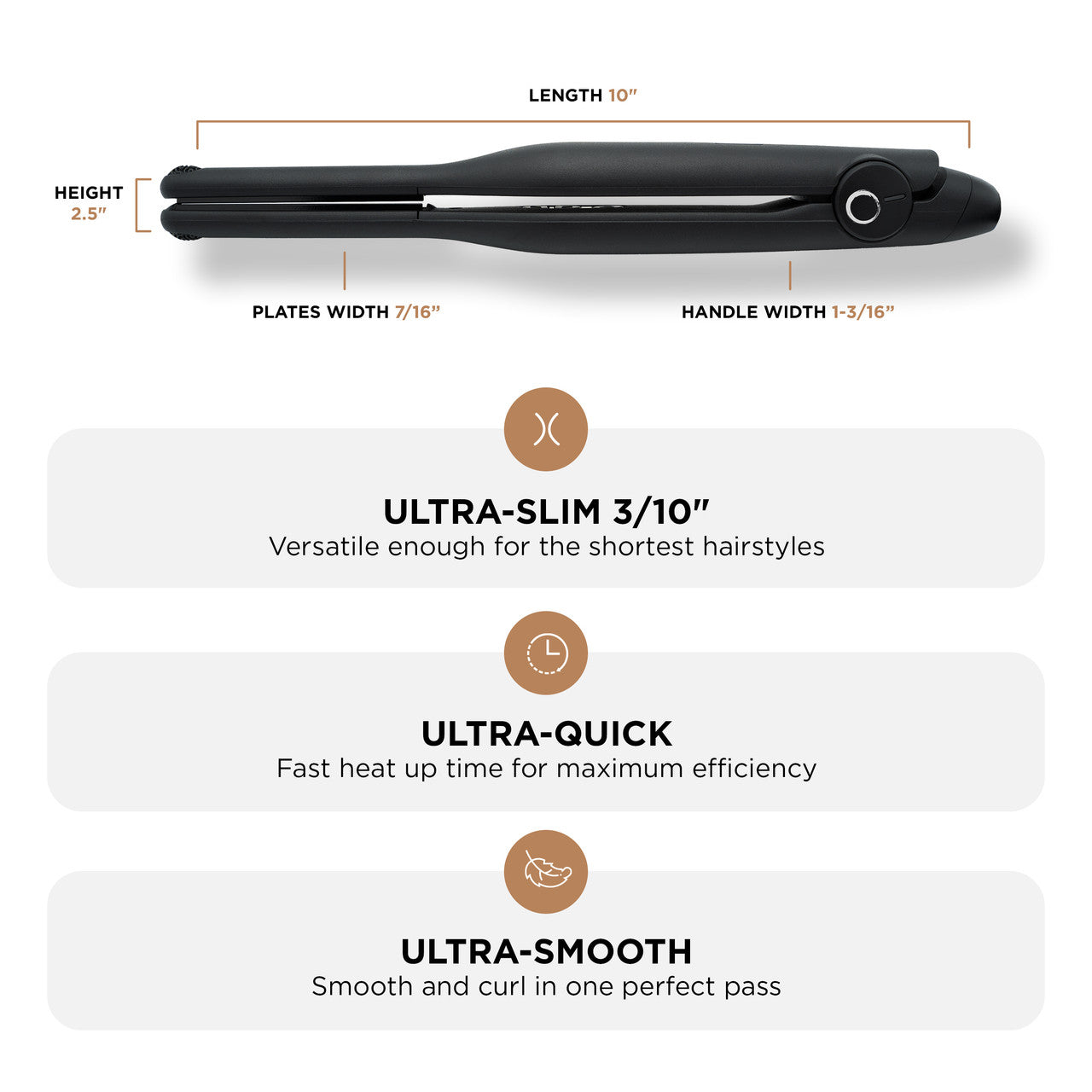 COCCO® Stiletto 3/10" Domed Flat Iron Cocco Hair Professional