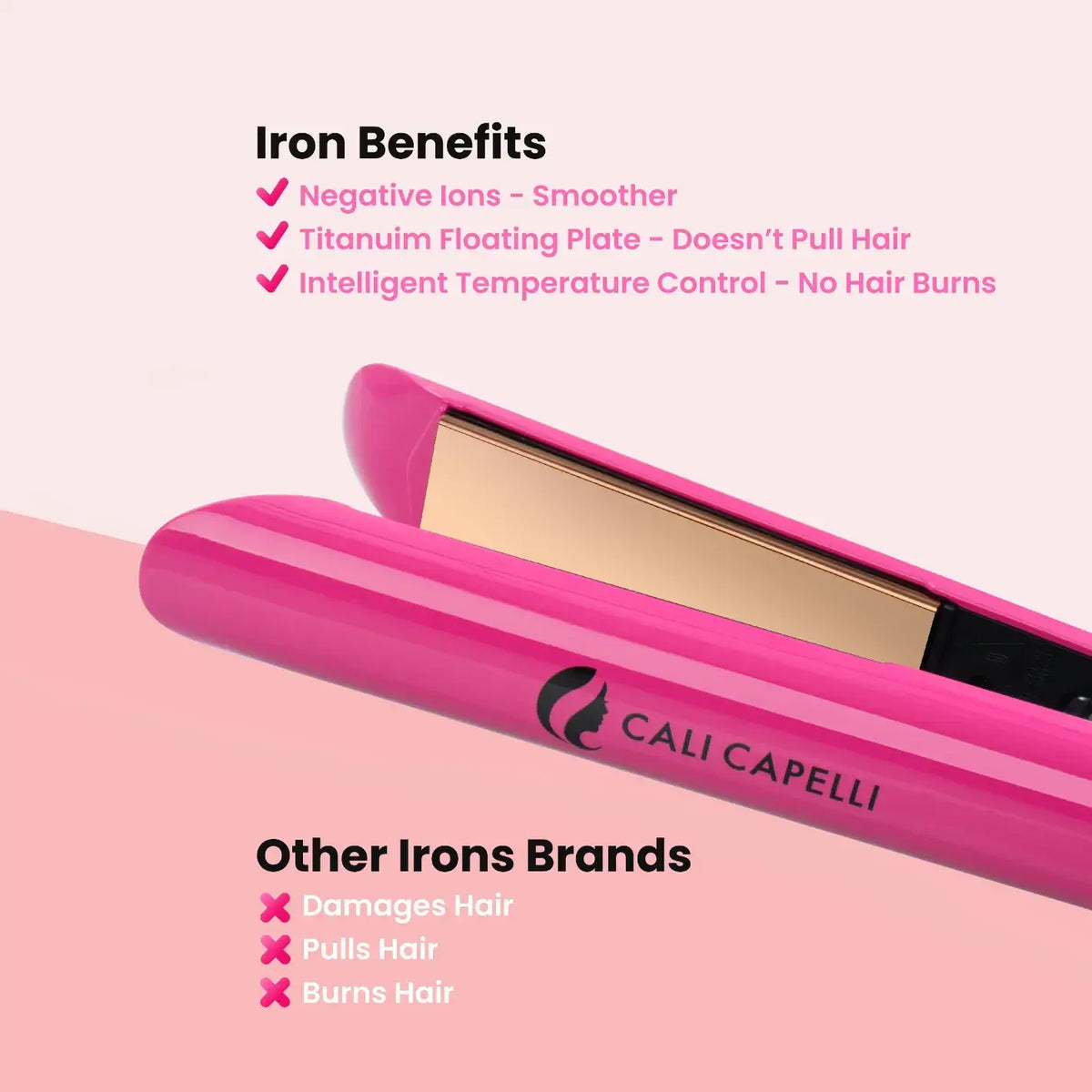 Titanium Hair Straightener Pro-Series 1″ Pink Calicapelli Hair Tools