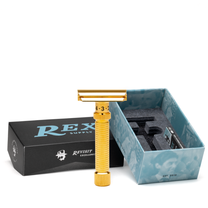 Rex Supply Co. Ambassador DeLuxe Gold Adjustable Stainless Steel DE Razor RSC-101G Pasteur Pharmacy