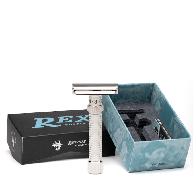 Rex Supply Co. Ambassador DeLuxe Rhodium Adjustable Stainless Steel DE Razor RSC-101R Pasteur Pharmacy