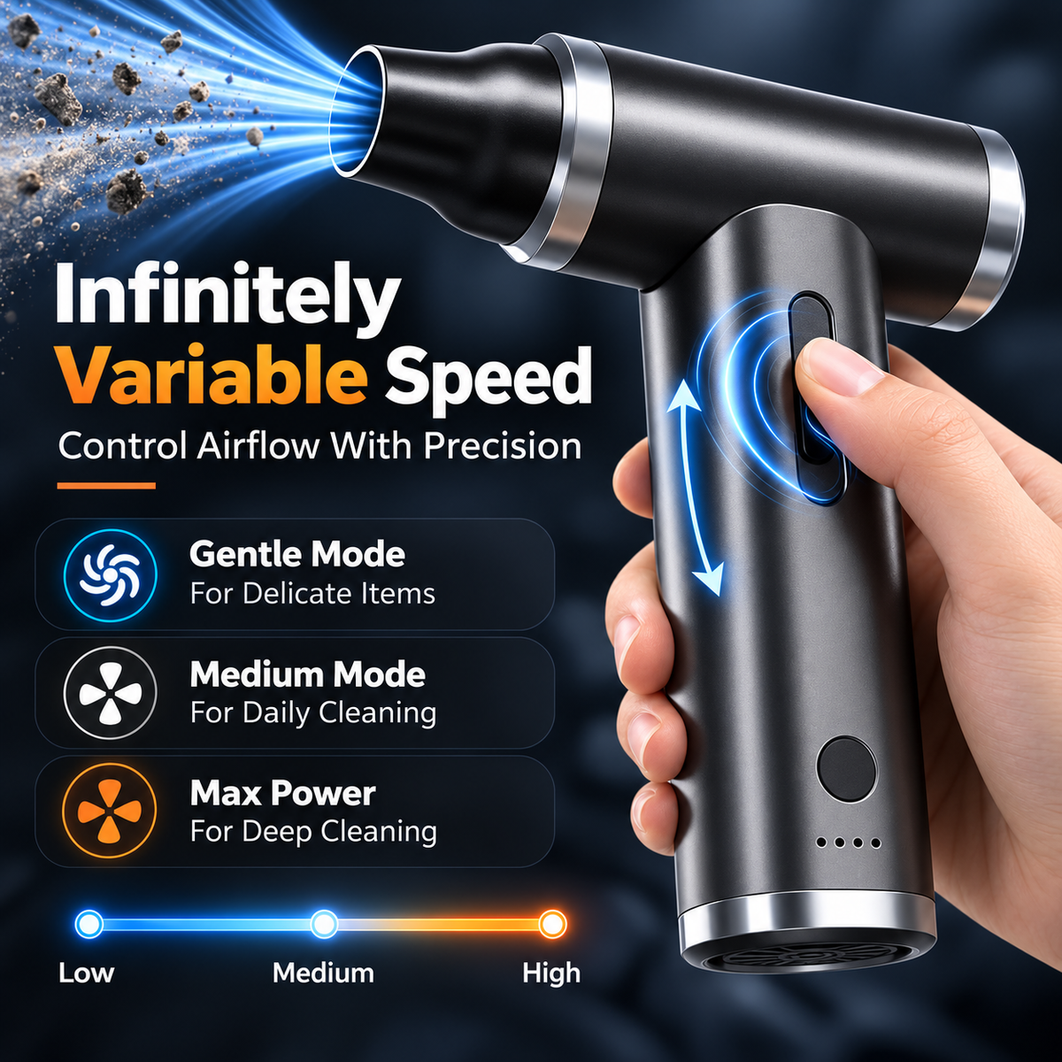 Rechargeable Handheld Electric Air Duster 125000 RPM Powerful Blower Teskay