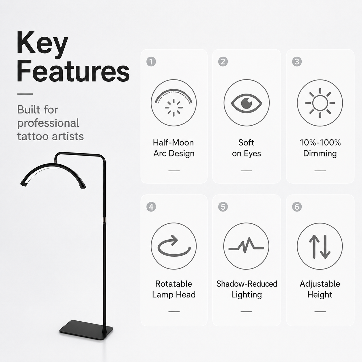 Tattoo Estheticians Pmu Eyelash LED Floor Light,  moon Lamp with phone holder INKSOULSUPPLY.COM