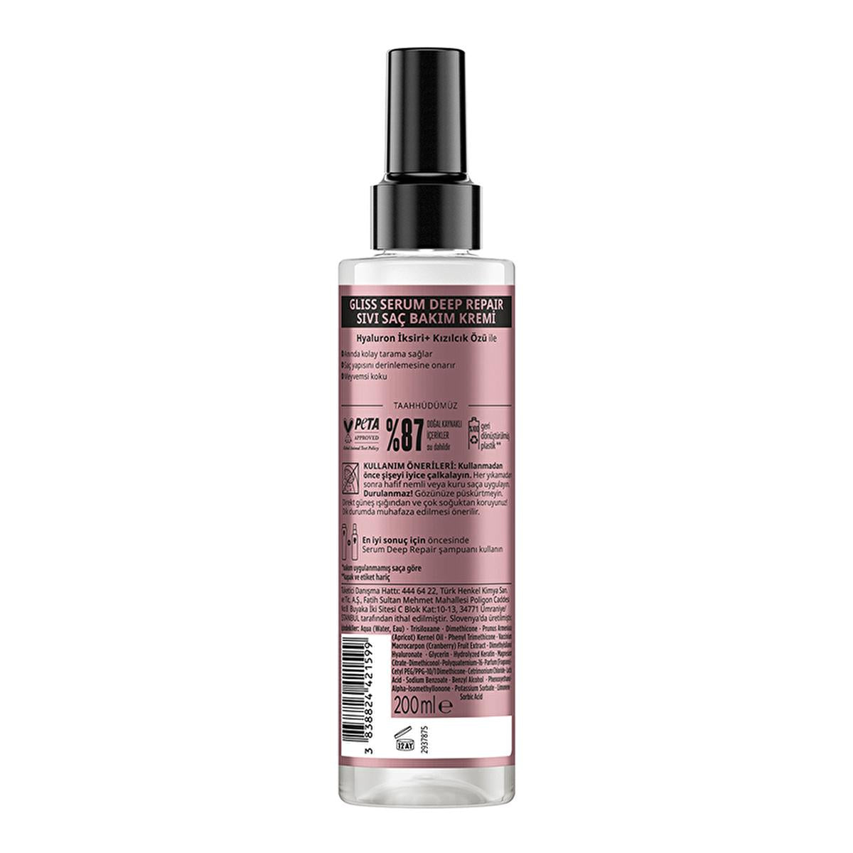 Gliss Deep Repair Hair Serum - Protein Complex & Fig Extract for Damaged Hair, 200ml Beauty Care Bag