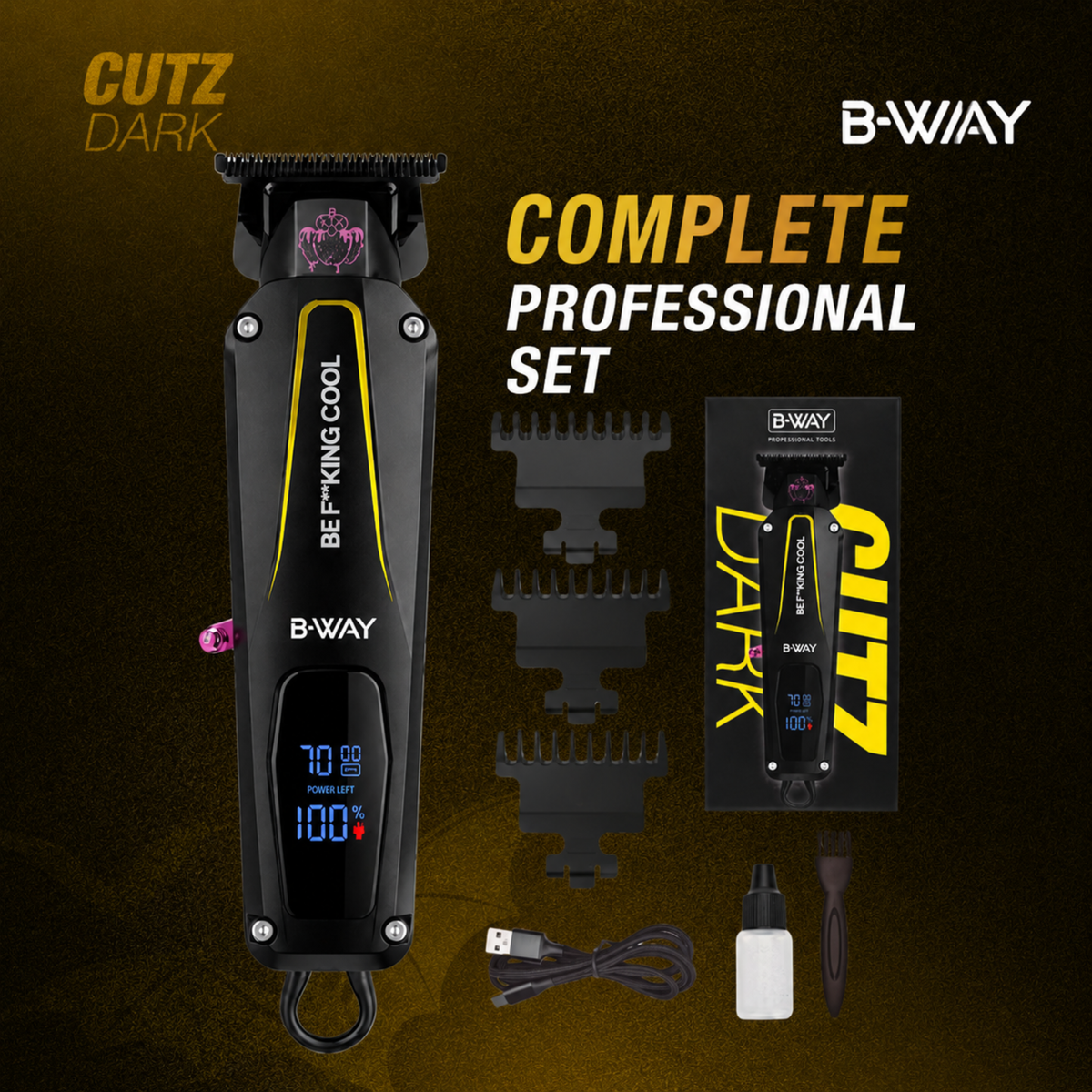 B-WAY CUTZ Dark Professional Cordless Trimmer – 7,000 RPM RT-Way USA
