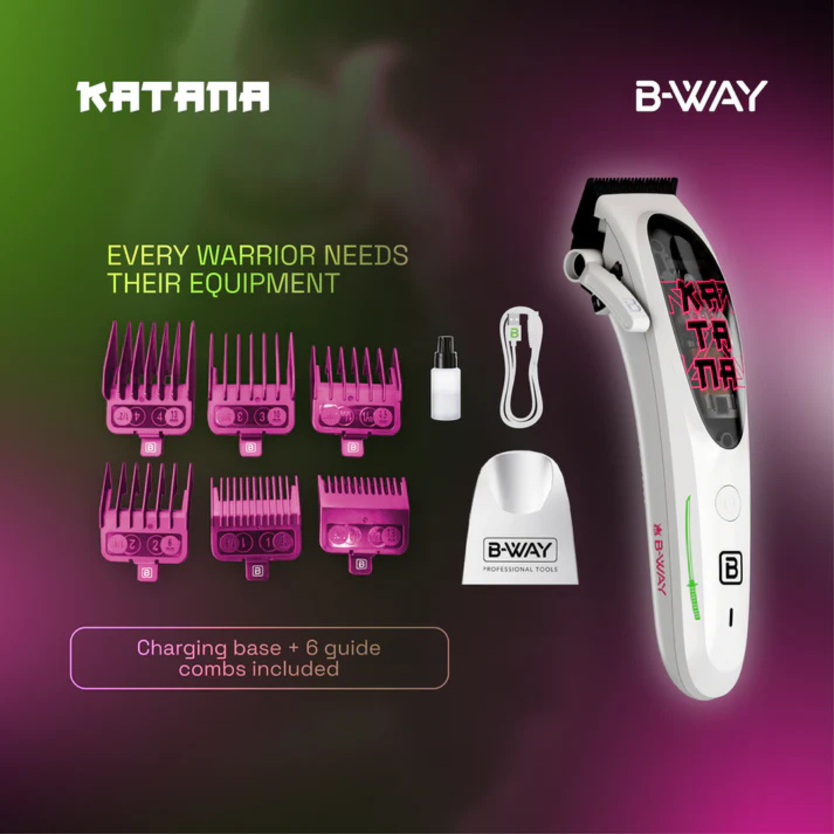 B‑WAY Katana Clipper & CUTZ White Trimmer – 2‑Piece Barber Set RT-Way USA