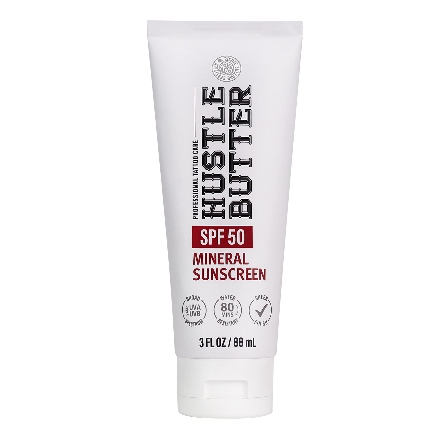 HUSTLE BUTTER MINERAL SUNSCREEN LOTION SPF 50 - 3OZ N.O.S. Barber Supply