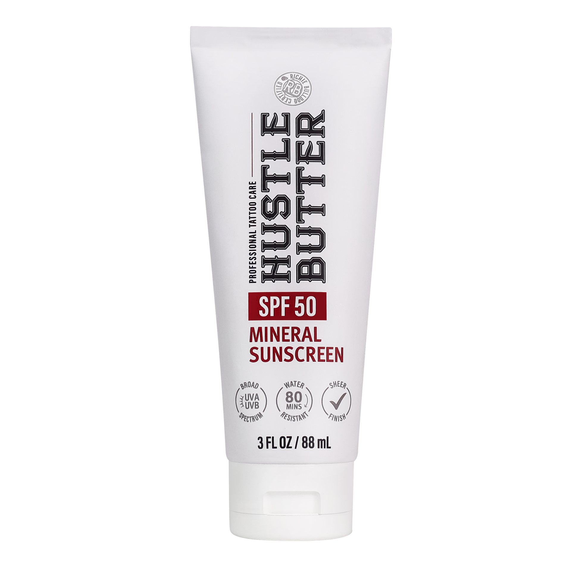 HUSTLE BUTTER MINERAL SUNSCREEN LOTION SPF 50 - 3OZ N.O.S. Barber Supply