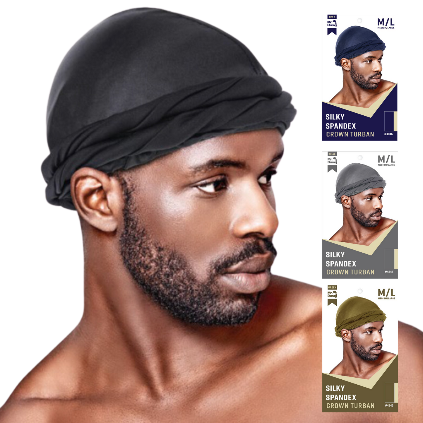 Mr. Durag Silky Spandex Crown Turban, 1 Count, Assorted Colors Annie International, Inc.