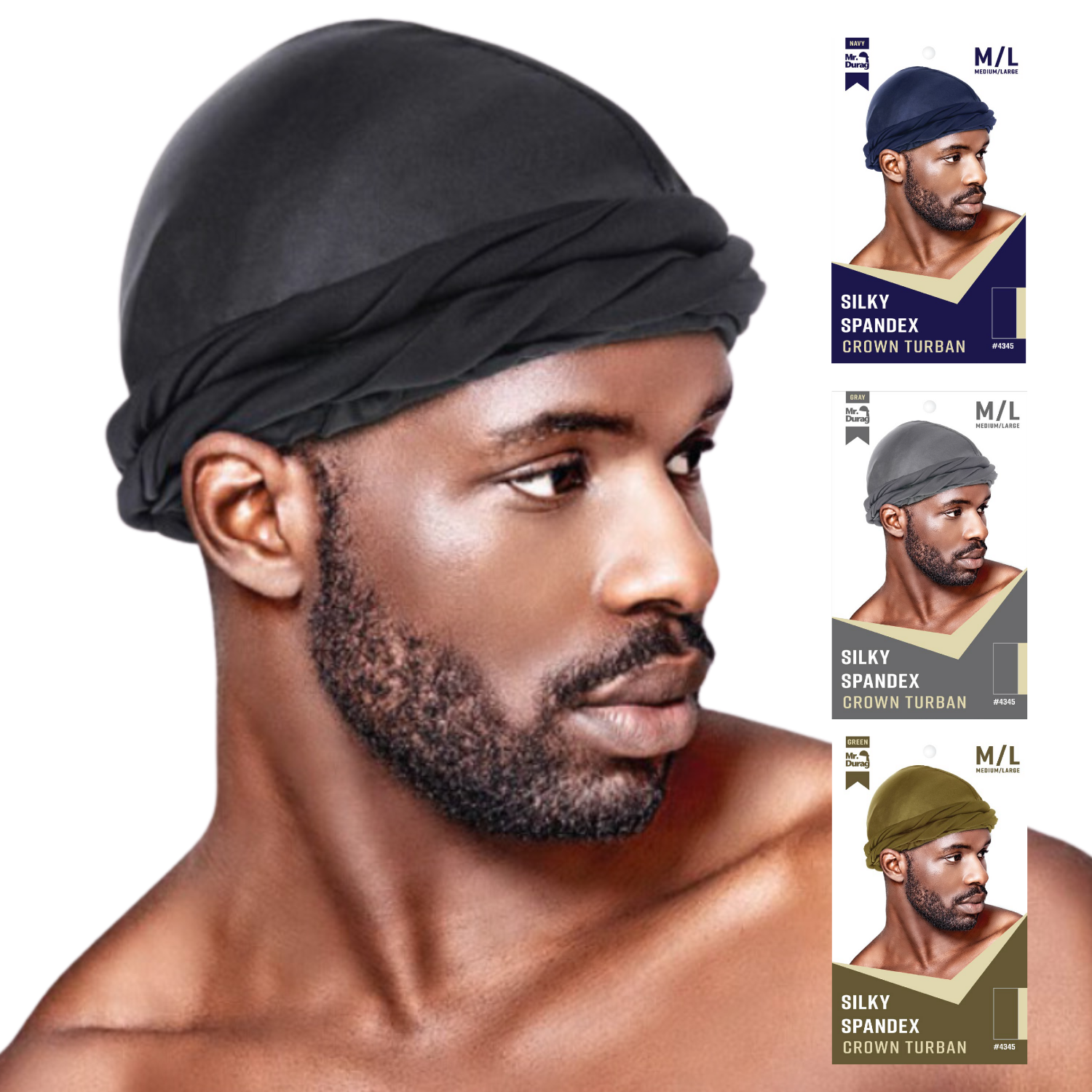 Mr. Durag Silky Spandex Crown Turban, 1 Count, Assorted Colors Annie International, Inc.