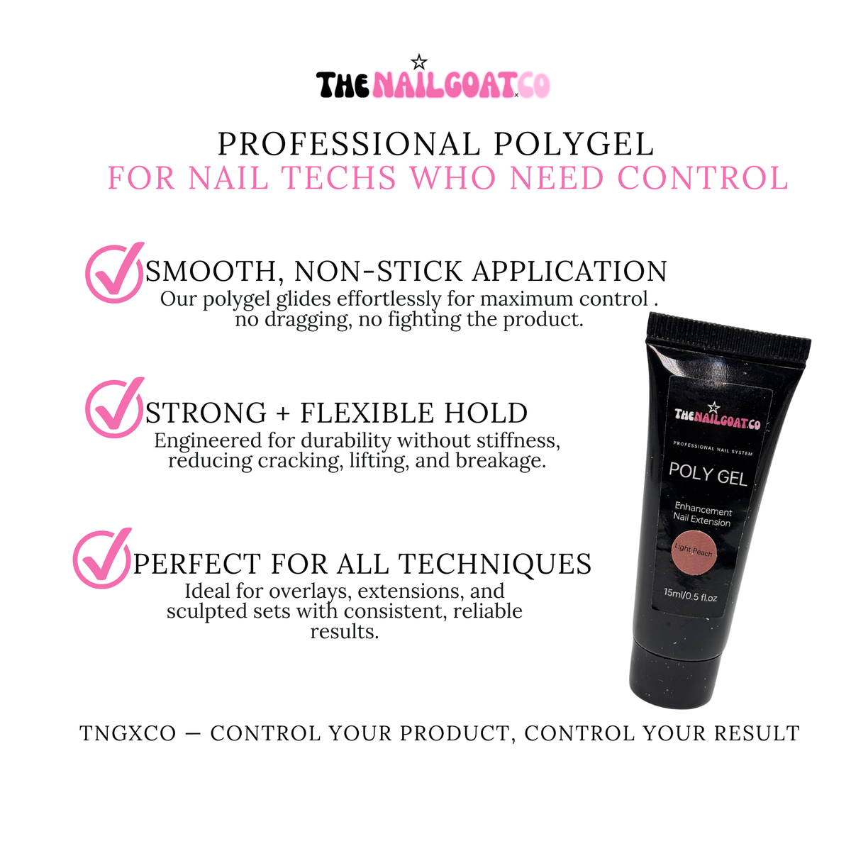 Self-Leveling HEMA/TPO-Free Poly Gel – 0.15 ml / 150 g | TheNailGoatco TheNailGoat.Co
