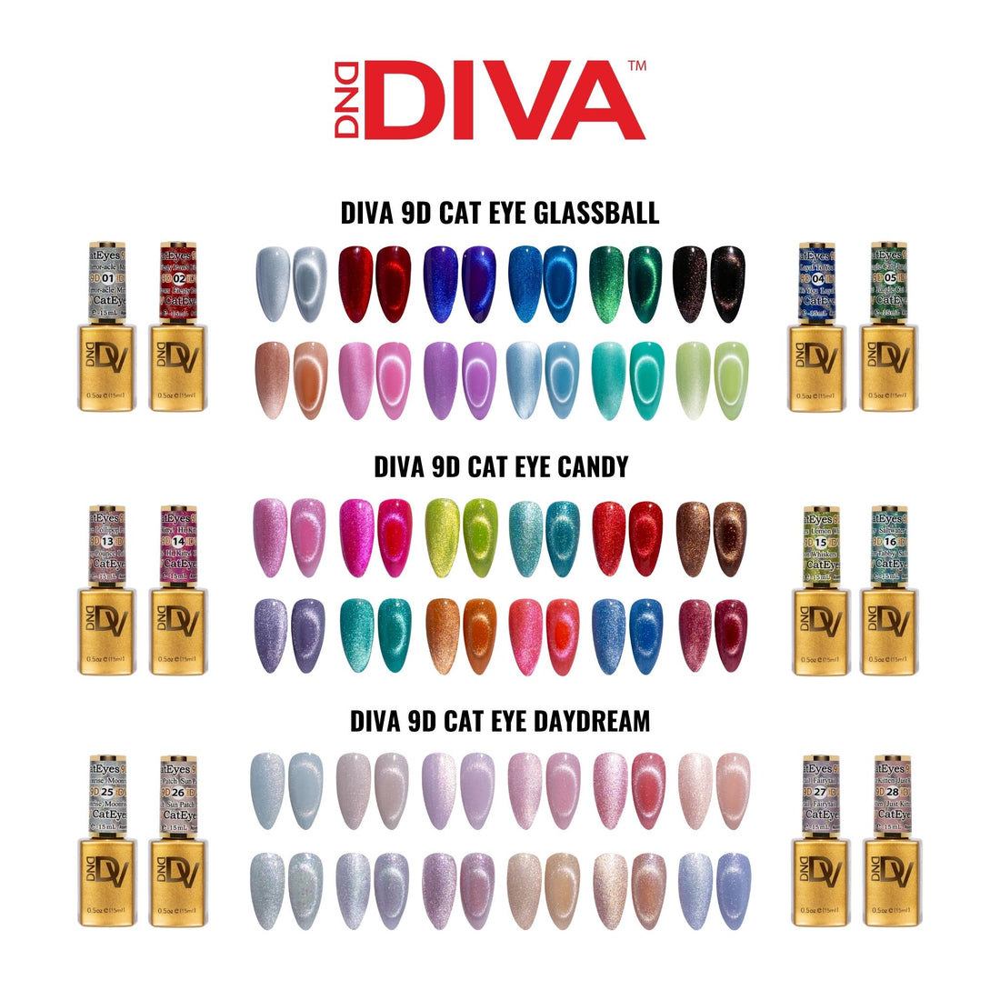 *Bundle DIVA 9D Cat Eye Collection – 36 Set Lunali Nail Supply