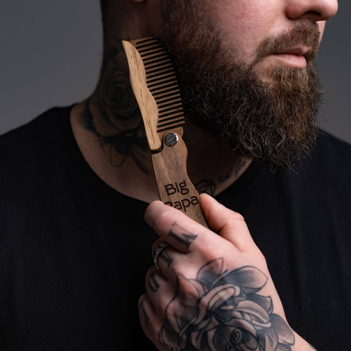 Wooden Beard Comb - Man in Hat 🔥 (B2B) Enjoy The Wood B2B