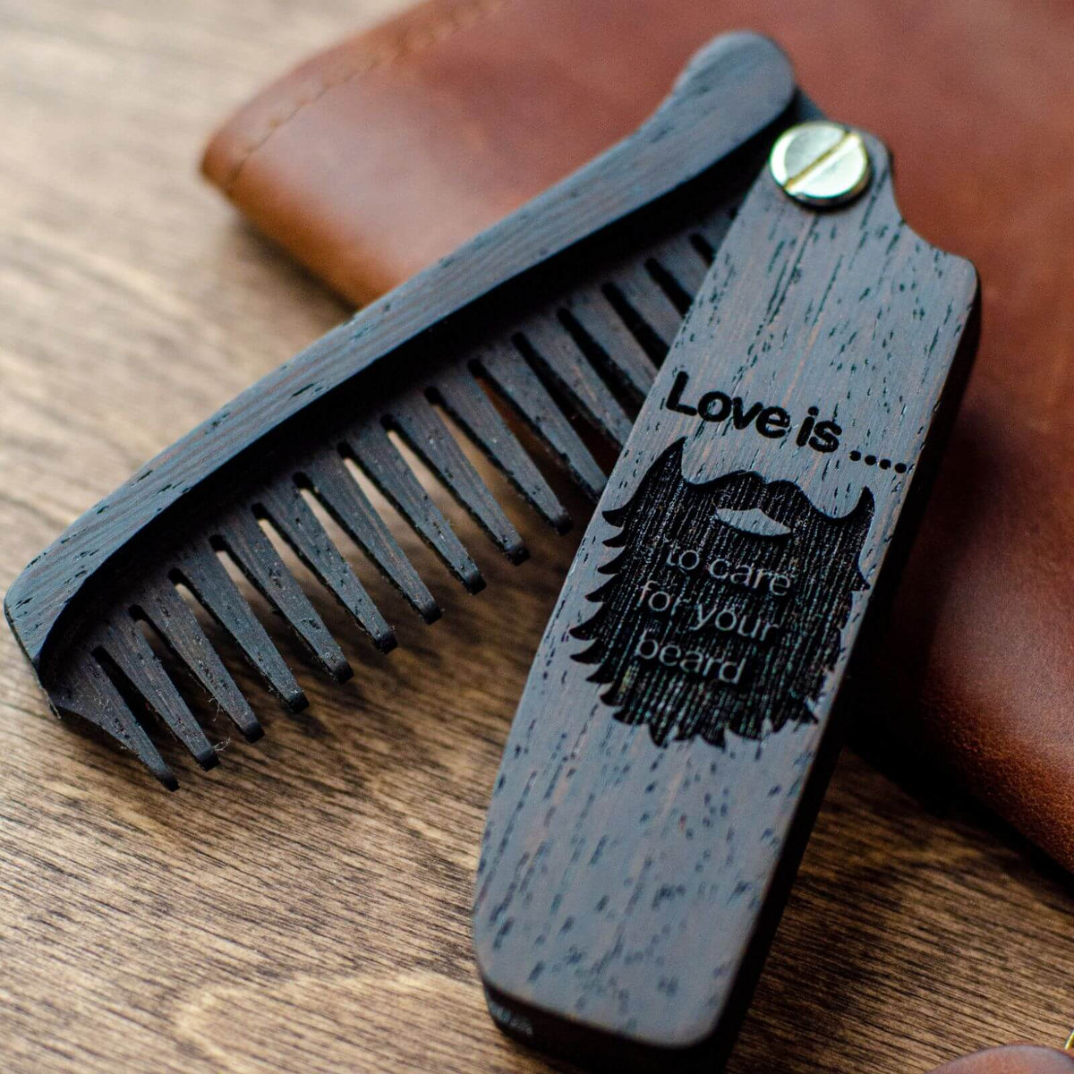 Wooden Beard Comb - Love is (B2B) Enjoy The Wood B2B
