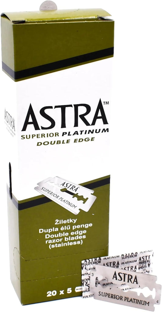 Astra Platinum Double Edge Safety Razor Blades,100 Blades (20 x 5) 100 Count (Pack of 1) Anti Spier