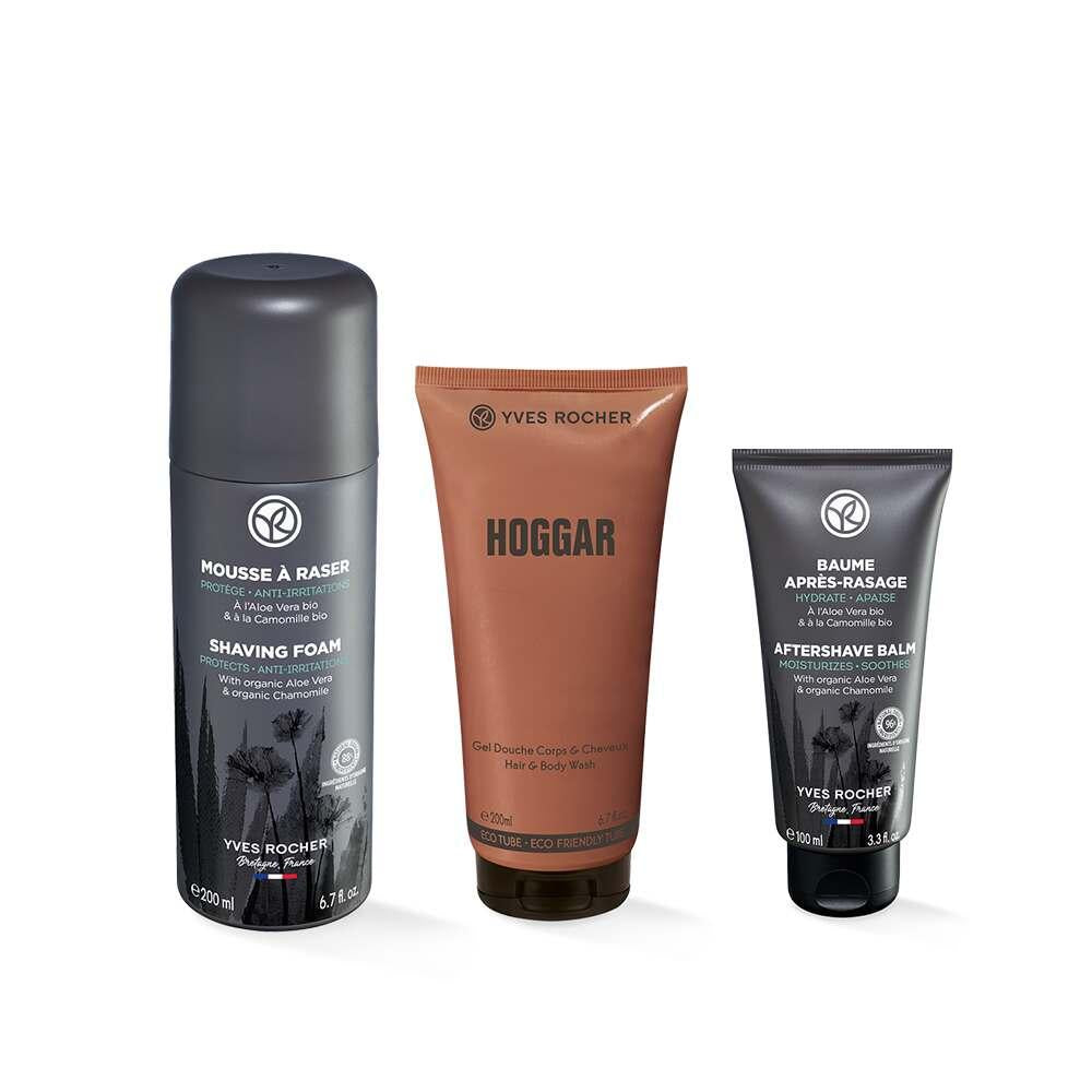 Hoggar Men's Grooming Set - Comprehensive Shaving Kit with Shampoo, Shaving Foam, and Post-Shave Balm for Men Beauty Care Bag