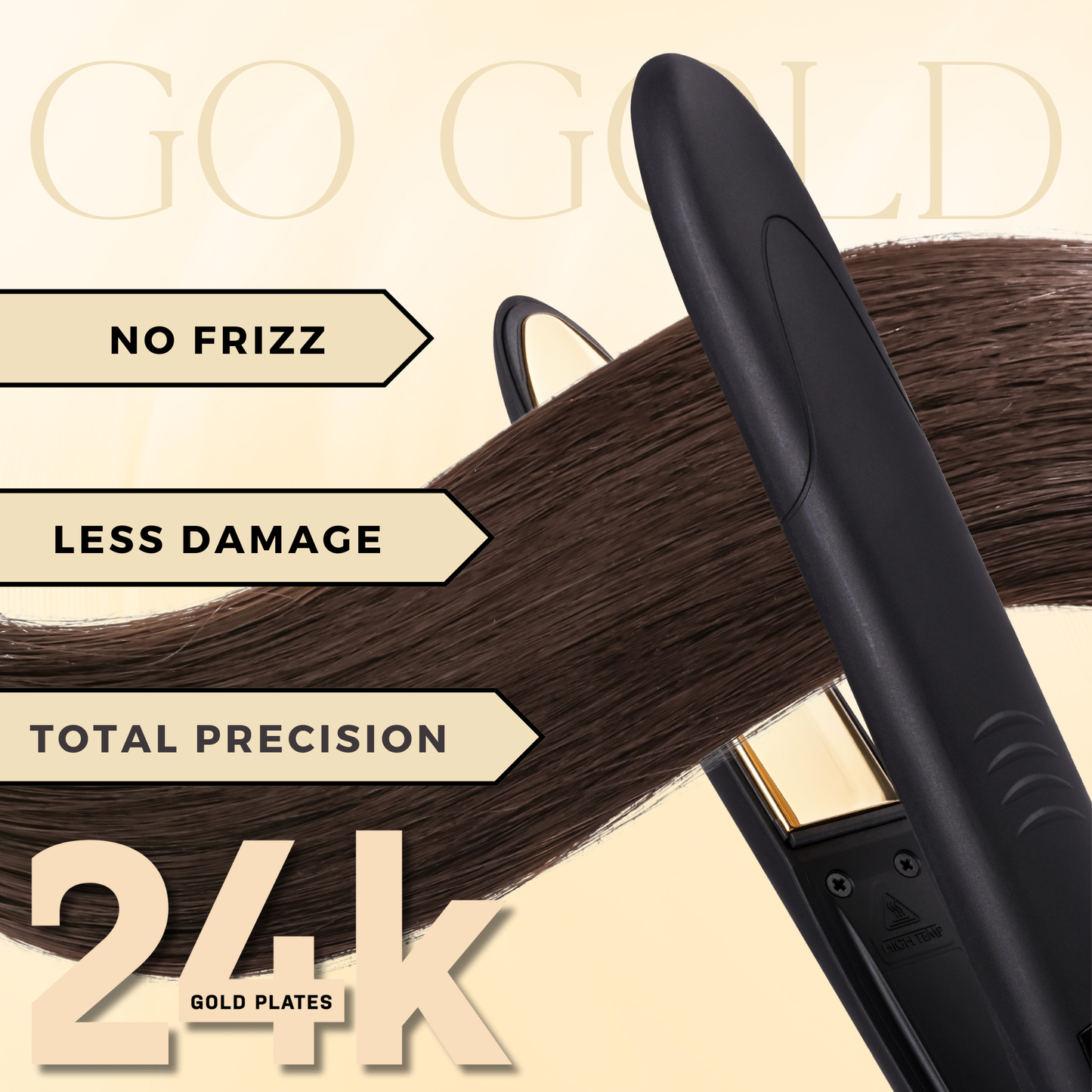 Hot & Hotter Digital Nano Titanium Flat Iron with Gold Plates 1 Inch, 1 Count, Black Annie International, Inc.