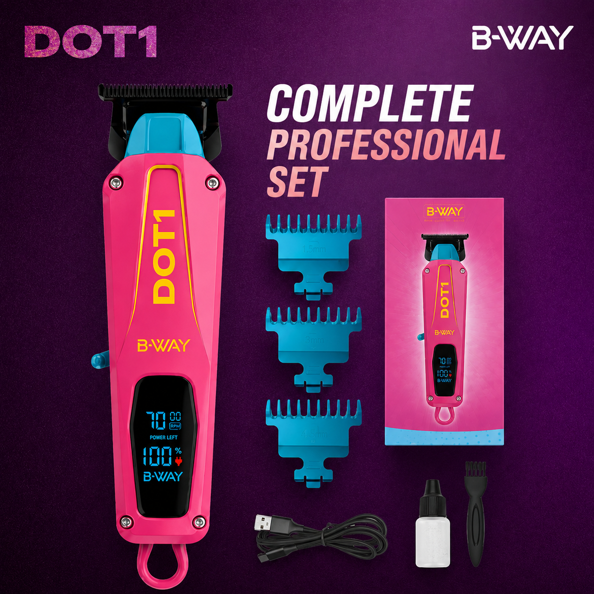 B‑WAY New Five Clipper & DOT1 Trimmer – 2‑Piece Barber Set RT-Way USA