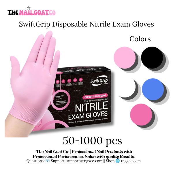 SwiftGrip Disposable Nitrile Exam Gloves TheNailGoat.Co