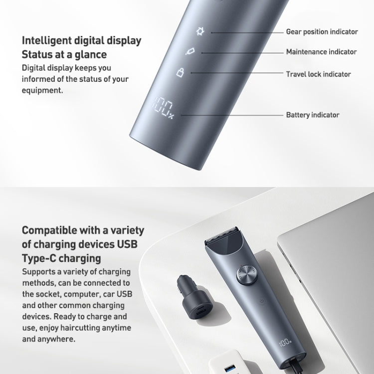 Original Xiaomi Mijia Hair Trimmer Clipper 2 Professional Clippers Titanium Alloy Blade Rechargeable Barber(Grey) Salrog (Powered by Solnuance)