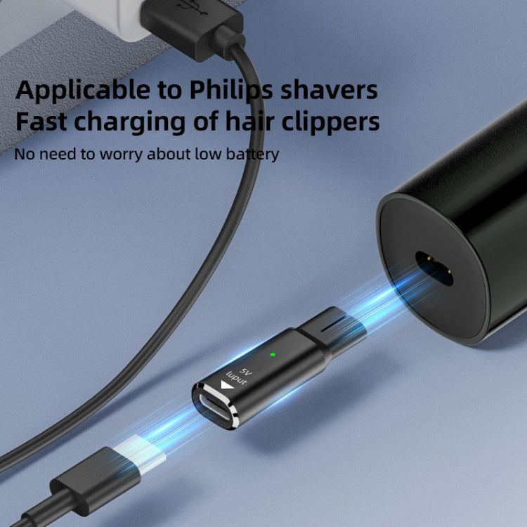 Shaver / Clipper Charging Adapter for Philips, Interface:Type-C to 5V Single Slot(Black)