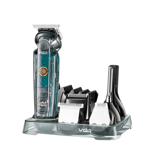 VGR V-102 6 in 1 USB Transparent Digital Display Professional Hair Clipper Set Salrog (Powered by Solnuance)