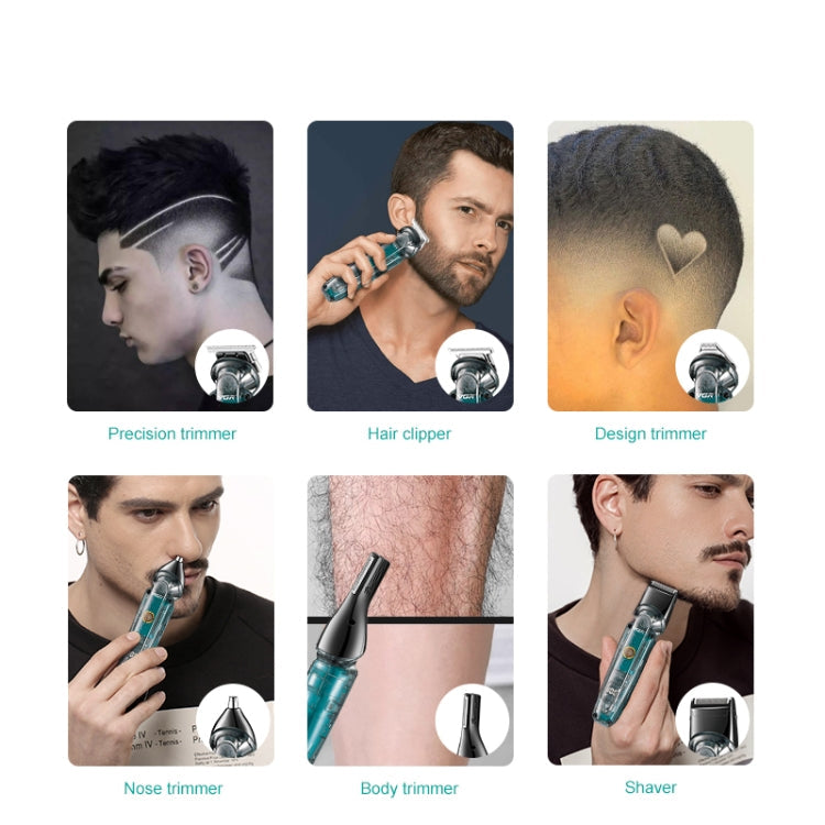 VGR V-102 6 in 1 USB Transparent Digital Display Professional Hair Clipper Set Salrog (Powered by Solnuance)