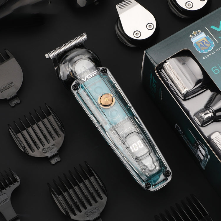 VGR V-102 6 in 1 USB Transparent Digital Display Professional Hair Clipper Set Salrog (Powered by Solnuance)