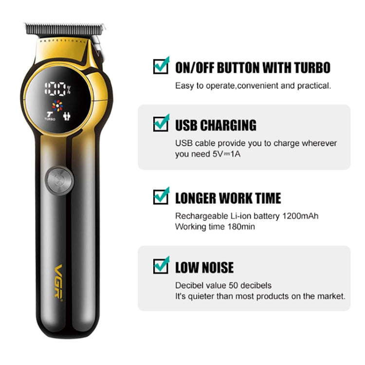 VGR V-989 5W USB Digital Display Gradient Trimming Hair Clipper Salrog (Powered by Solnuance)