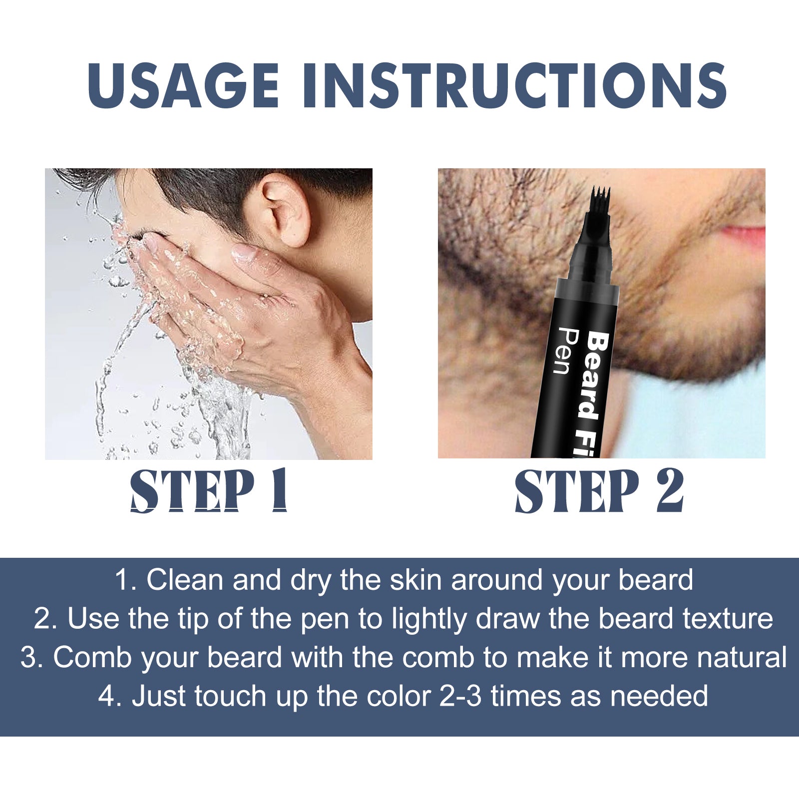 Beard Filler Pen, Detachable And Easy-To-Use Filler Pens Make It Easy To Create A Bushy Beard Hairline American Smart
