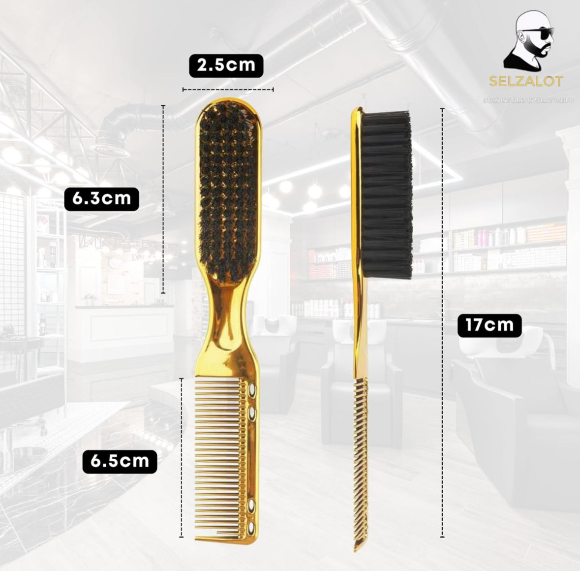 Double-Sided Beard Brush & Beard Comb Barber Brush for Grooming Beard Non-Slip & Sturdy Bristle Brush for Clean Cuts Professional Barber Comb for Beard & Hair Edge Control Brush Barber Accessories Selzalot