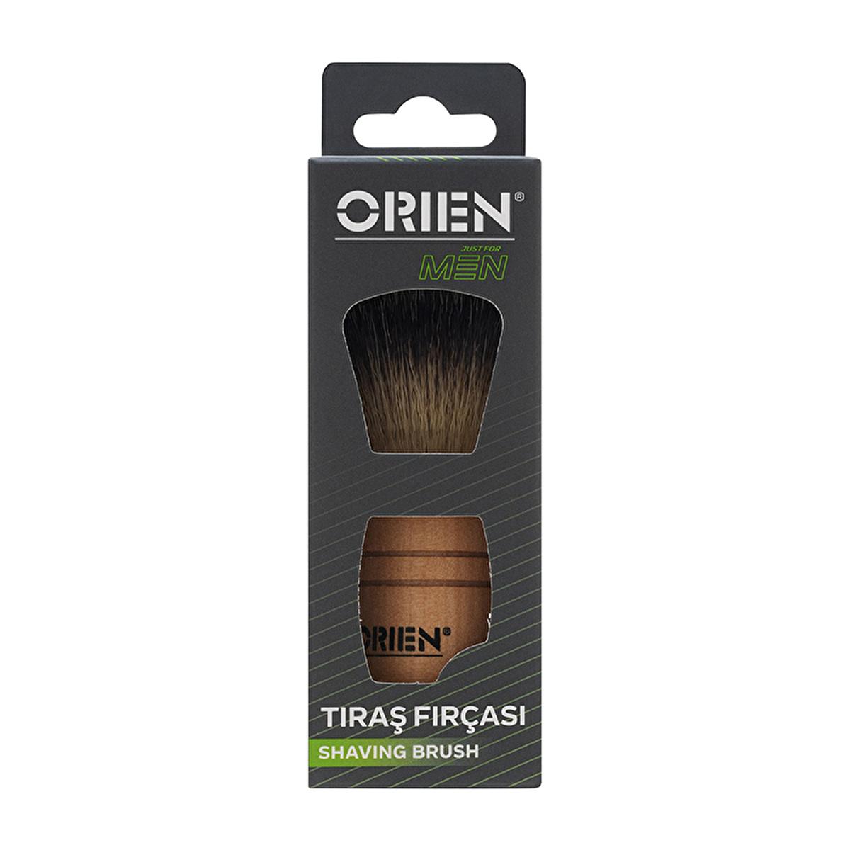 Orien Men Synthetic Shaving Brush with Wooden Handle for Sensitive Skin - Gentle, Durable, and Eco-Friendly Men's Grooming Tool Beauty Care Bag