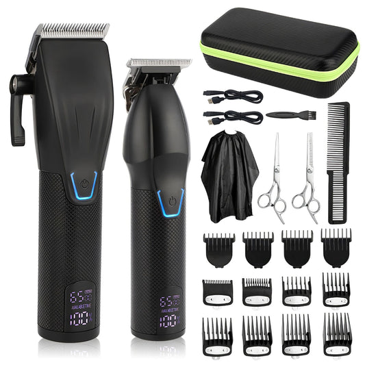 Men's Cordless Clipper Trimmer Set - Electric Barber Haircut Combo Kit with Beard T Outliner Shaver - Includes Hair Cutting Clippers and Trimmers - Hair Grooming Kit Best Product Finds