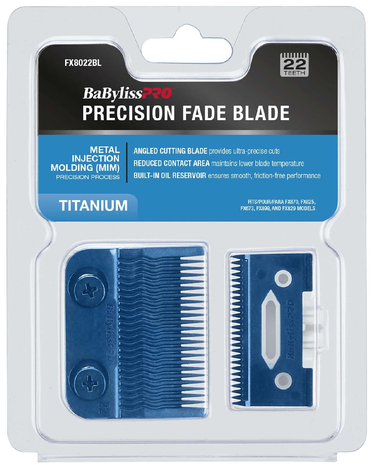 Babylisspro Metal Injection Molding (Mim) Precision Process Ultra-Thin Blue Titanium Clipper Fade Blade 22 Teeth My Beauty Site Pro
