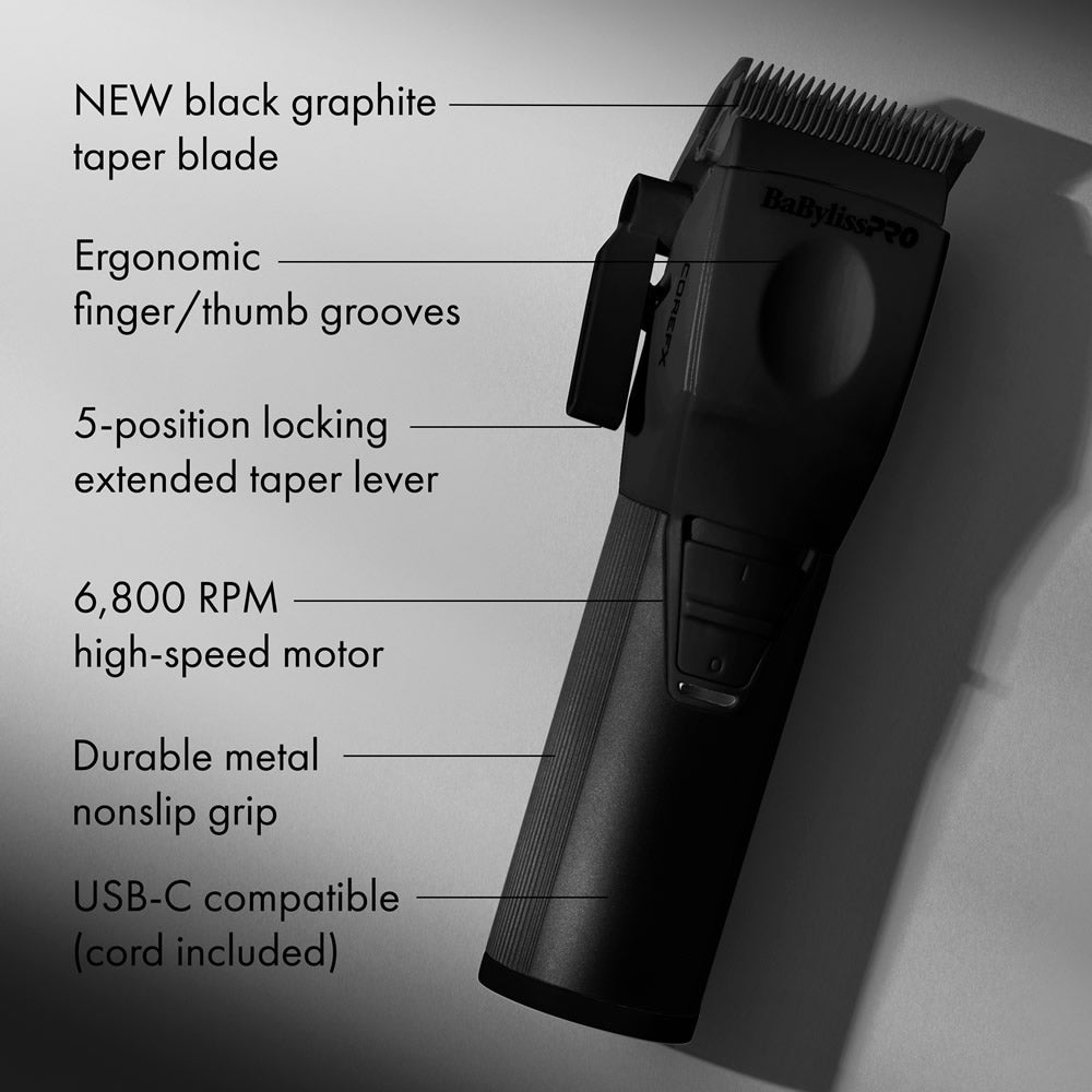 BABYLISSPRO COREFX CLIPPER - BLACK (#FX86MB) N.O.S. Barber Supply