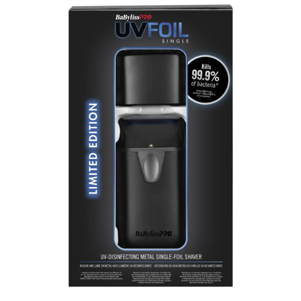 BABYLISSPRO UV MATTE BLACK SINGLE FOIL SHAVER WITH CASE (#FXLFS1MB & #FXFS2BPCASE) N.O.S. Barber Supply