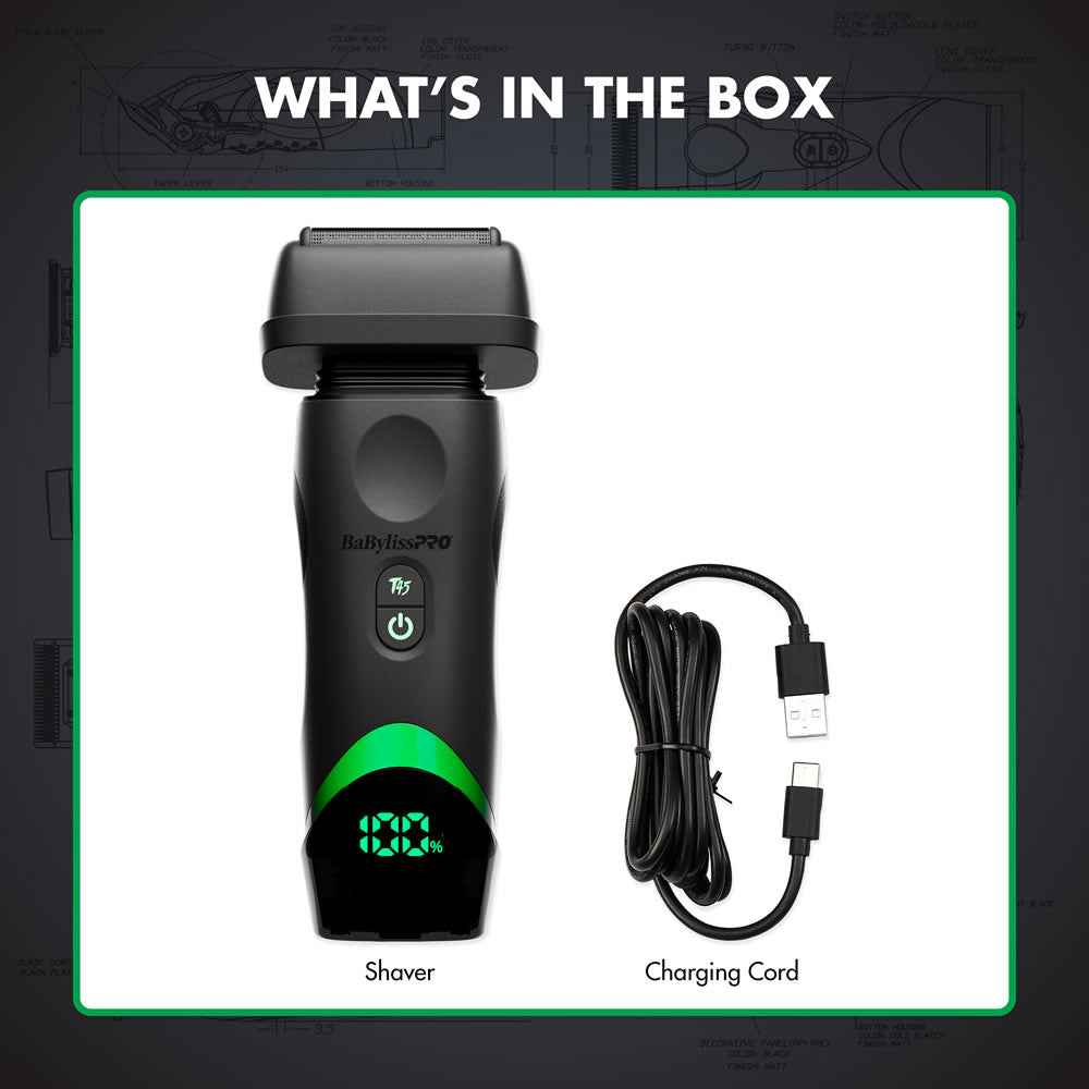 BaBylissPRO x Tomb45 Wireless-Charging Double-Foil Shaver – Black (FXT45FS) Certified Clippers