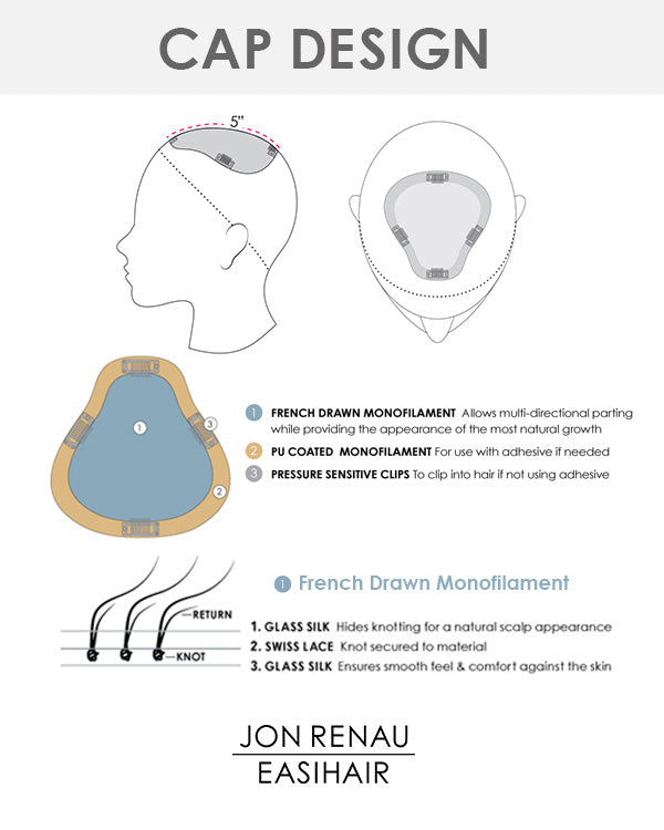 EasiPart French XL 12 inch (Exclusive) | Monofilament Remy Human Hair Topper by Jon Renau