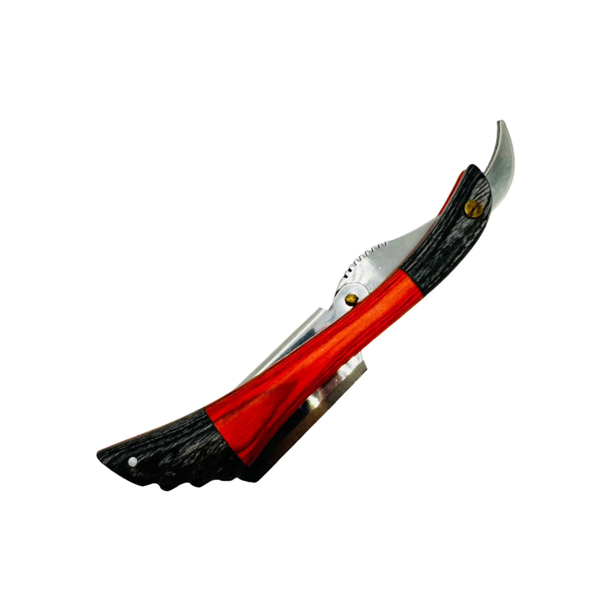 Dural Edge Heavy Duty Unique Orange/Grey Wings Wood Straight Razor SE-061 Pasteur Pharmacy