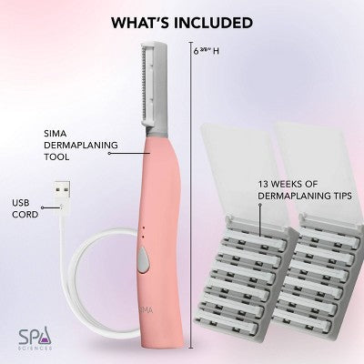Spa Sciences SIMA Deluxe Sonic Dermaplaning Tool for Exfoliation & Peach Fuzz Removal - Imperfect Box This is Beauty US