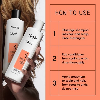 Nioxin System 4 Hair Thickening Colored & Damaged Hair Shampoo & Conditioner Kit 3ct - NEW This is Beauty US