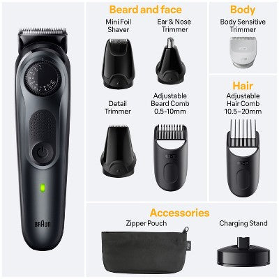 BRAUN ALL-IN-ONE STYLE KIT SERIES 5 AIO5490 RECHARGEABLE 9-IN-1 BODY, BEARD; HAIR TRIMMER - Imperfect Box This is Beauty US