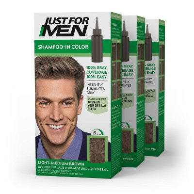 Just For Men Shampoo In Color Gray Hair Coloring for Men 3pk - Imperfect Box This is Beauty US