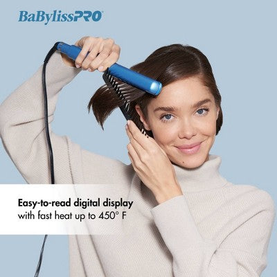 BaBylissPRO Nano Titanium Digital Straightening Flat Iron Blue 1" - Missing Box This is Beauty US