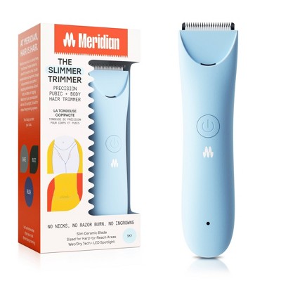 Meridian Slimmer Trimmer, Precision Pubic; Body Hair Trimmer for Women and Men Sky Blue - Imperfect Box This is Beauty US