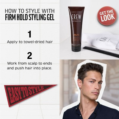 American Crew Men's Firm Hold and Non-Flaking Hair Styling Gel  8.4 fl oz - Imperfect Container This is Beauty US