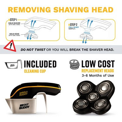 The Cut Buddy Bald Buddy Electric Cordless Head Shaver - Imperfect Box This is Beauty US
