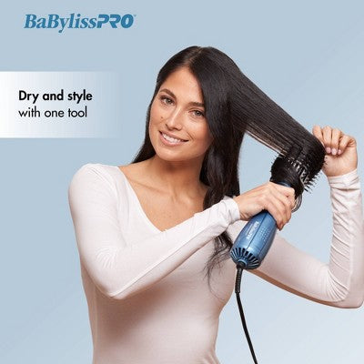 BaBylissPRO Nano Titanium 2.5 Oval Ionic Hot Air Brush Blue 600W - Imperfect Box This is Beauty US