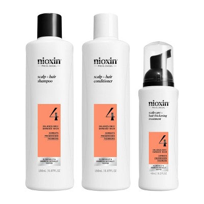 Nioxin System 4 Hair Thickening Colored & Damaged Hair Shampoo & Conditioner Kit 3ct - New This is Beauty US